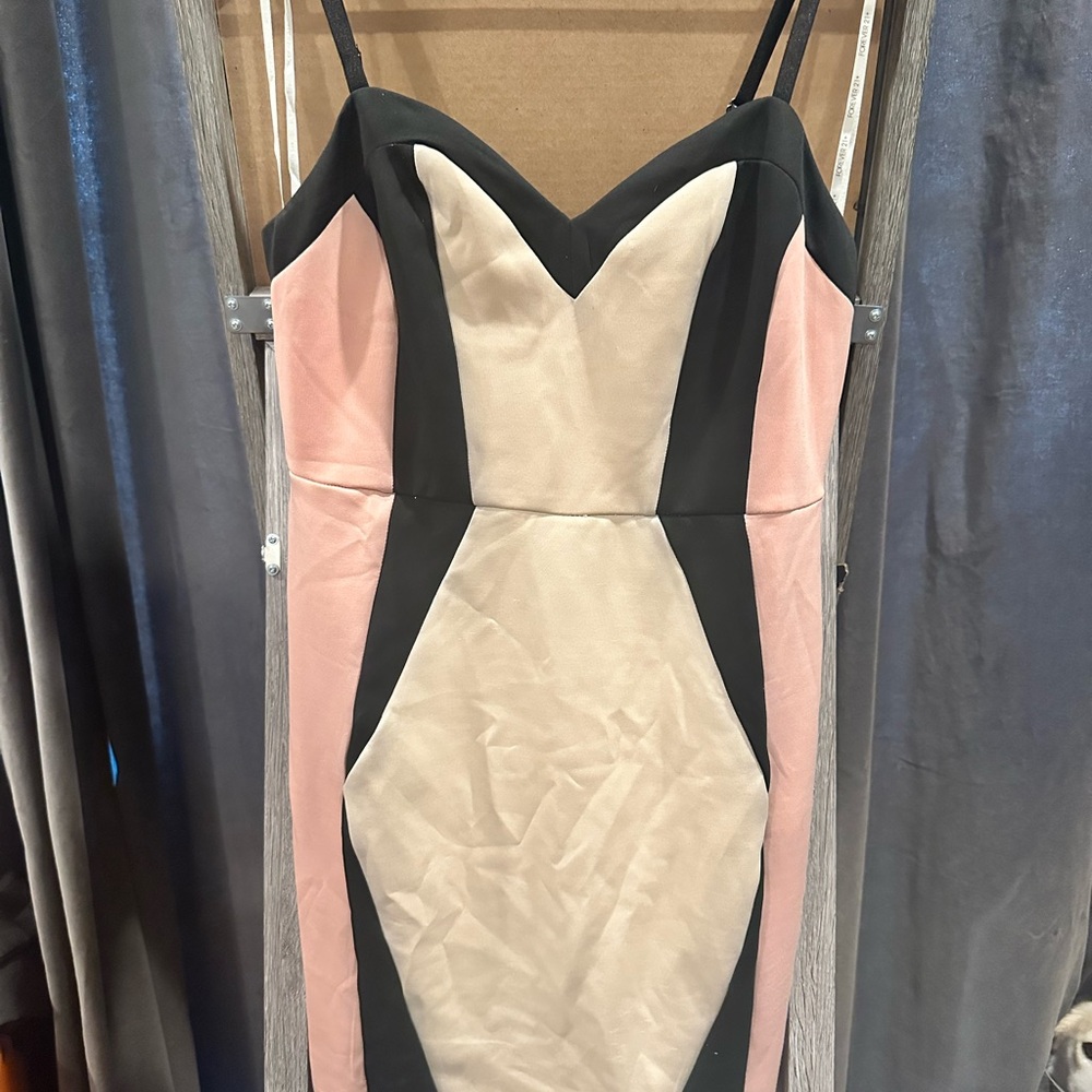 Forever 21 Strapless Dress in Black, Pink, and Cream